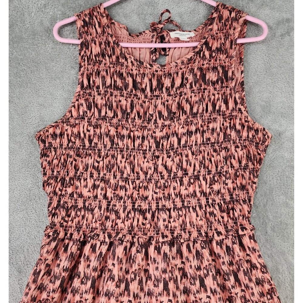 BeachLunchLounge Dress Womens Large Pink Black Smocked Sleeveless Tiered Midi - Picture 6 of 9